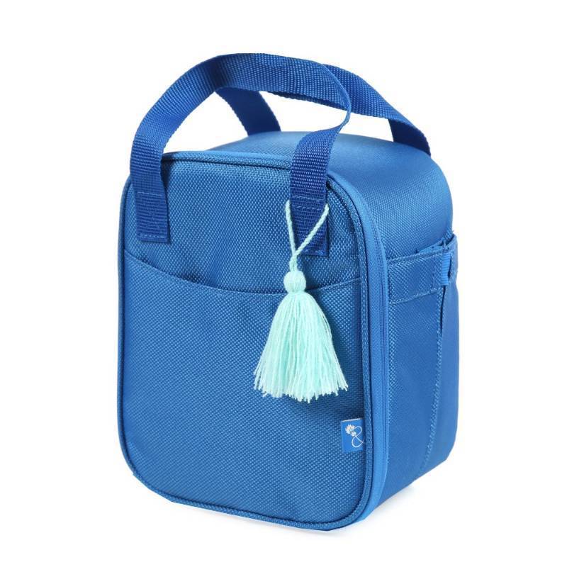 lot 2010 image: Thistle & Thread Clementine Upright Lunch Bag - Cerulean Blue Polyester Zippered Container - Retail $15