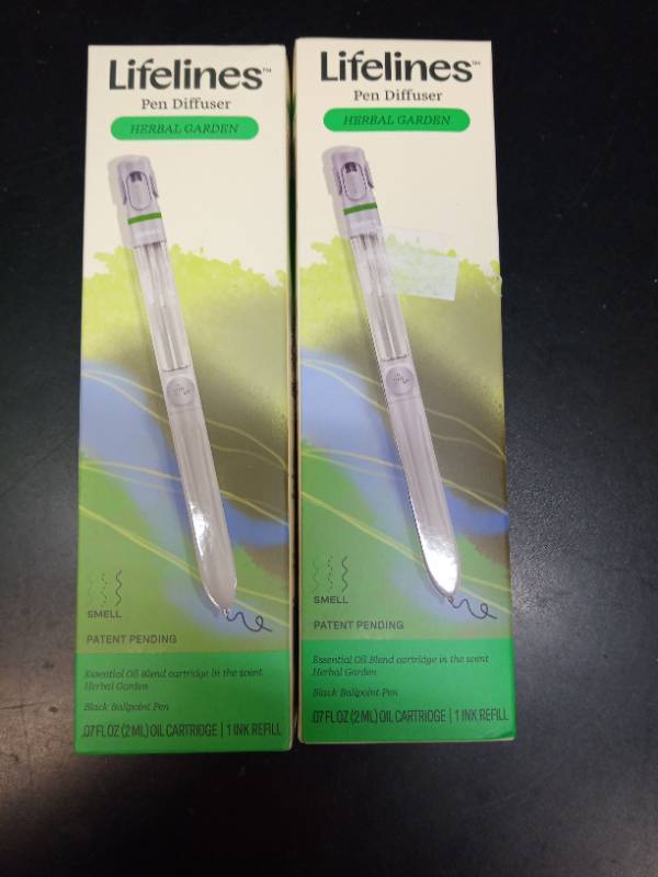 lot 2044 image: Lifelines Pen Diffuser  Herbal Garden - 1mm Black Ballpoint Pen with Scented Essential Oil Blends �� Aromatherapy Diffuser & Sensory Immersion Diffuse Aroma As You Write. Set of Two - Retail $13
