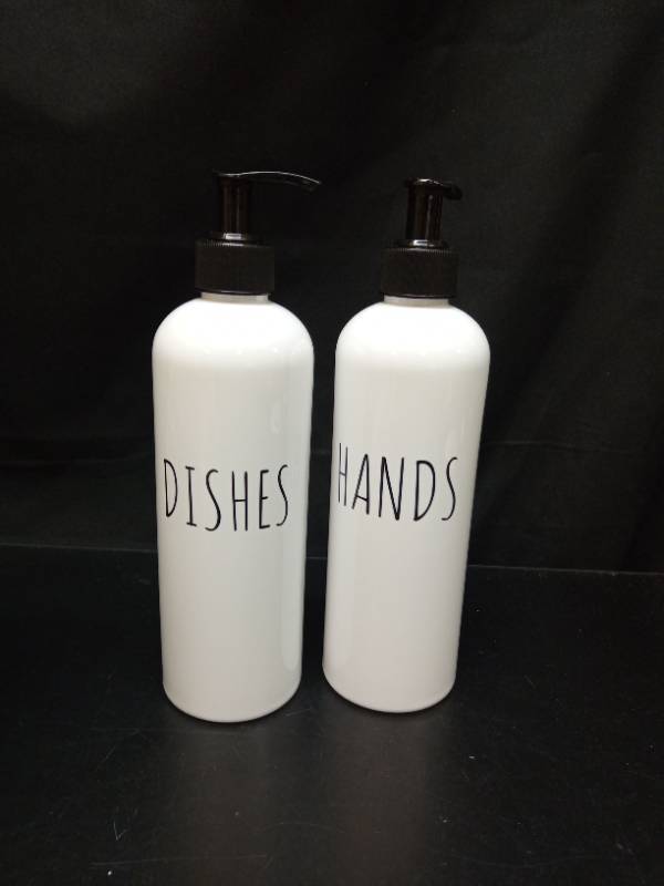lot 1121 image: Hands and Dishes Soap Dispenser Set 500ml - Retail $16