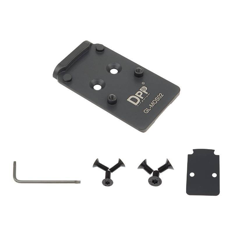 lot 1017 image: DPP Titanium Adapter Plate Compatible with Glock 17 19 MOS Holosun 407507C508T Trijicon RMRSRO Retail $40