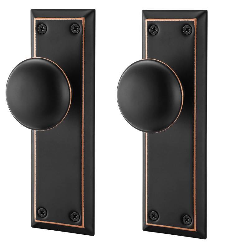 lot 1021 image: ToPToToo Dummy Door Knob Interior, Inactive Door Knobs for Closet, Antique Bifold Door Knobs Replacement, Single-Side Dummy Old Style Door Handle, Oil Rubbed Bronze, 2 Pack Retail $24.99