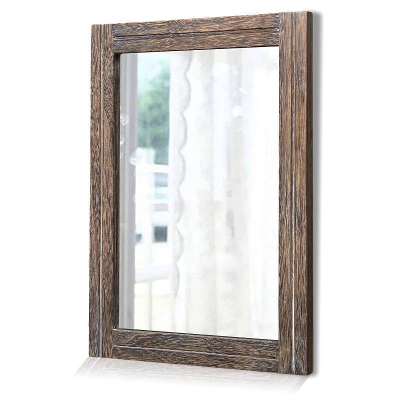 lot 1044 image: AAZZKANG Mirror with Wood Framed Rectangle Rustic Wall Mirror  Retail $27