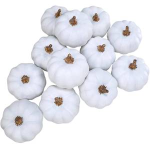 lot 1081 image: Winlyn 12 Pcs Small Artificial White Pumpkins Decorative White Foam Pumpkins Harvest Pumpkins 3 Wide for Fall Wedding Thanksgiving Halloween Table Centerpiece Seasonal Mantel Bowl Decorations Crafts - Retail $13