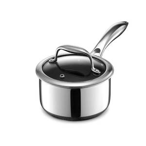lot 1030 image: HexClad 1QT Hybrid Nonstick Saucier with Lid, Induction Ready - Retail $115