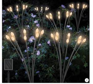lot 1034 image: Fresh Source Solar Firefly Landscape Lights, Warm White, Set of 32, Automatic Dusk to Dawn - Retail $51