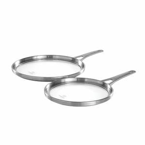 lot 1055 image: Calphalon Glass Cover Lids, 2 Pc, Stainless Steel - Retail $40