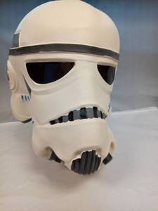 lot 1057 image: Stormtrooper Helmet Replica White Black Blue Accents Full-head pull-on Rubber Mask - Retail $114