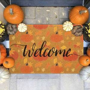 lot 1089 image: Hello-Pumpkin-Welcome-Doormat Indoor-Outdoor-Fall-Non-Slip-Door-Mat 17x29 - Retail $15