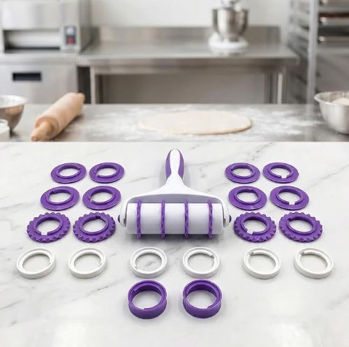 lot 2025 image: Fondant Ribbon Cutter, Food grade plastic Cookie Stamp Mould Cake Cupcake Fondant Decorating Tool - Retail $10