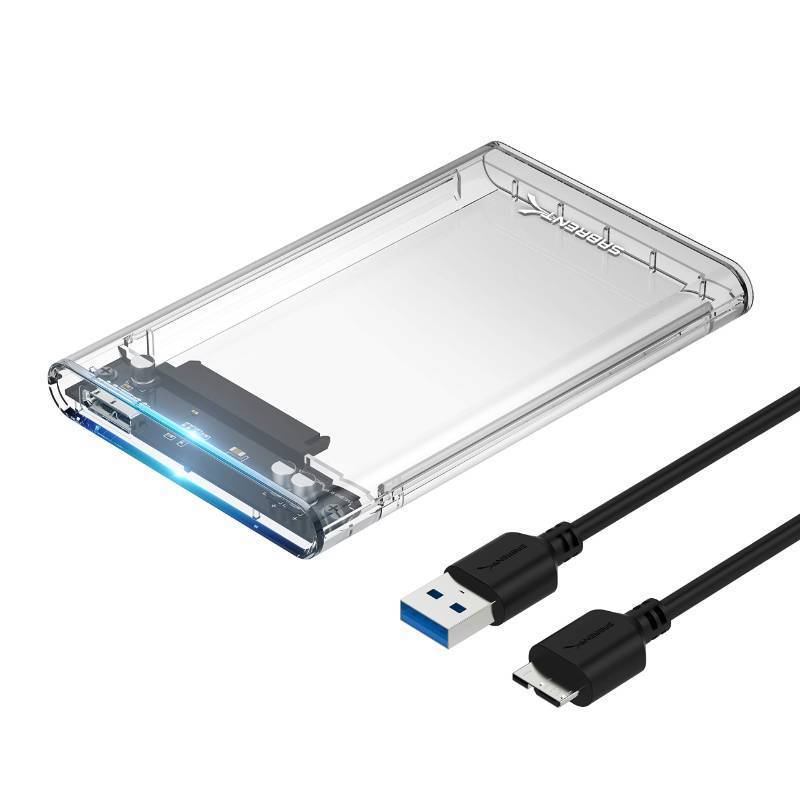 lot 2036 image: SABRENT 2.5 Inch SATA to USB 3.0 Tool Free Clear External Hard Drive Enclosure Optimized for SSD, Supports UASP SATA III (EC-OCUB) Retail $14.99