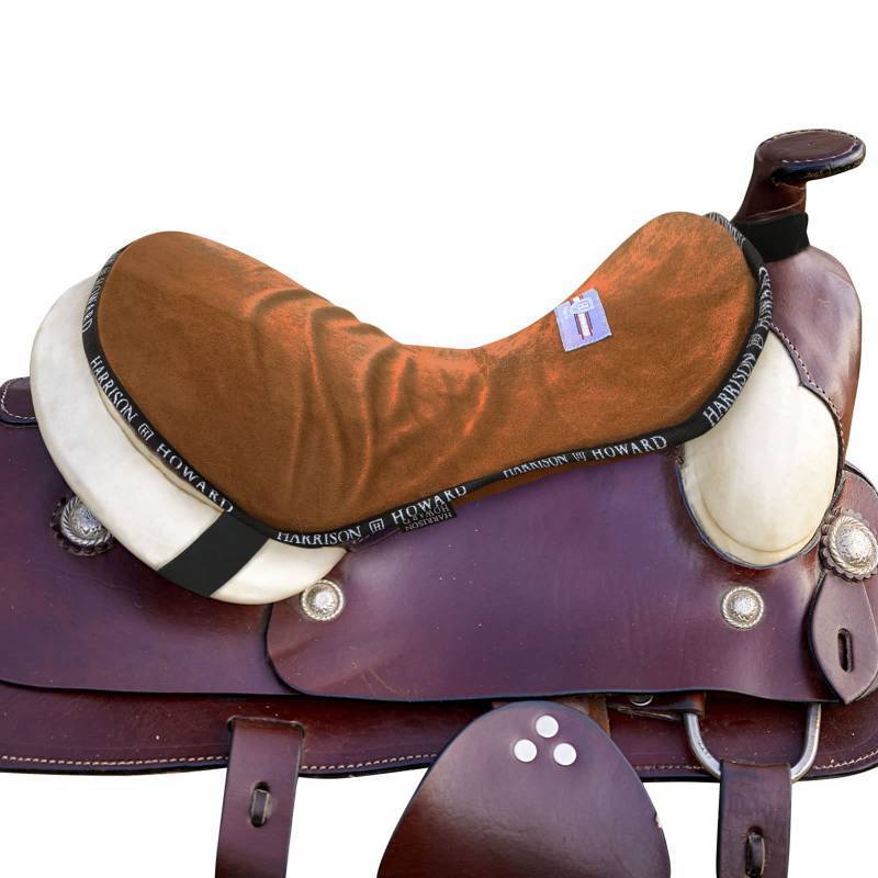 lot 2056 image: Harrison Howard Trail Seat Saver Western Tack Saddle Ride-on Pad with Cushion Bottom Helps Distribute Back Pressure Brown Retail $43.74