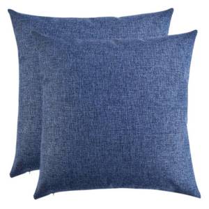 lot 2059 image: Artcest Set of 2, Decorative Linen Bed Throw Pillow Cases, Sofa Durable Modern Stylish, Comfortable Cushion Covers for Couch, 14x14 (Denim)