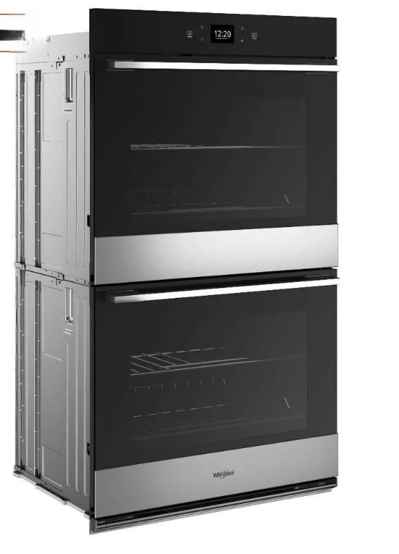 lot 20760 image: Whirlpool 30 Smart Built-In Electric Convection Double Wall Oven with Air Fry and Fan Convection Cooking in Fingerprint Resistant Stainless Steel- Shattered Door - Retail $2,850