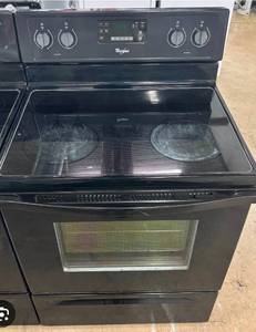 lot 21 image: Whirlpool Electric Range 4-Burner Coil Cooktop Black  - Retail $300