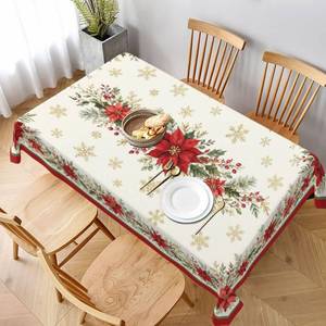 lot 110 image: mutakin Christmas Tablecloth Rectangle Table Cloth Washable Flower Table Cover for Decoration Kitchen Dining Room 60x90 Inch