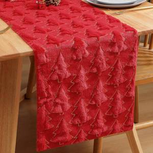 lot 117 image: Christmas Table Runner Quilted Plush 3D Table Runners Red Xmas Tree Sequins Runners for Tables Kitchen Dining Decorations Winter Runner Party Supplies 13x72 Inch