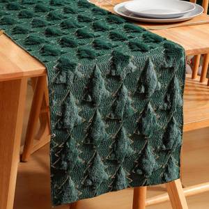 lot 129 image: Christmas Table Runner Quilted Plush 3D Table Runners Green Xmas Tree Sequins Runners for Tables Kitchen Dining Decorations Winter Runner Party Supplies 13x72 Inch