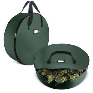 lot 142 image: Zober Christmas Green Wreath Storage Bag - Tear Resistant Fabric Bag for Artificial Christmas Wreaths with Zipper 30 x 30 x 8