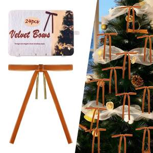 lot 147 image: Camel Velvet Bows for Christmas Tree 24 Pcs Vintage Velvet Ribbon Bows for Tree Wreath Garland Gift Wrapping Decor - Small Christmas Tree Bows for Home Holiday Xmas Decoration (5x7, 38 Width)