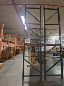 Pallet Racking System w/ Orange Beams & Green Uprights