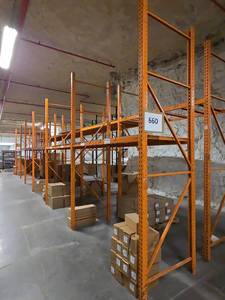 lot 4347 image: Pallet Racking System w Orange Steel Uprights