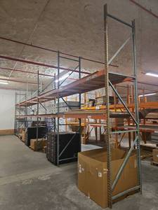 lot 4355 image: Industrial Pallet Racking System w Orange Beams