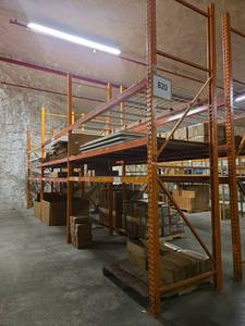 lot 4361 image: Pallet Racking System w Orange & Red Beams