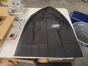 lot 14598 image: Set of 2 - Weber Premium Black Smoker Cover - 22 Inches