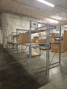 lot 4379 image: Industrial Pallet Racking System and Gray Steel Shelving Units