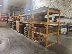 lot 14793 image: Wooden Racking System w Corrugated Boxes in Various Sizes