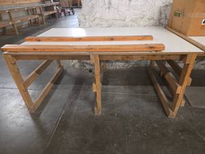 lot 18620 image: Wooden Work Table with White Top
