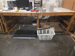 lot 18621 image: Wooden Work Table with White Top