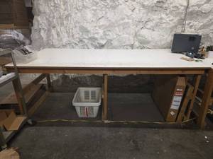 lot 18622 image: Wooden Work Table w White Top
