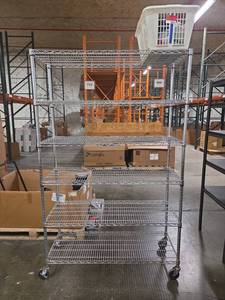 lot 18623 image: Chrome Wire Multi-Tier Storage Rack with Casters