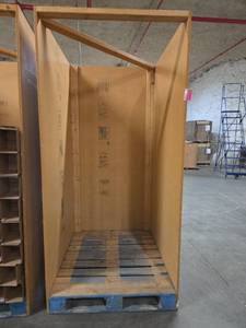 lot 21188 image: Corrugated Cardboard Shipping Crate w Wooden Frame 90in Tall
