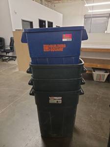 lot 21210 image: Rubbermaid Roughneck 30 Gal Slim Fit Refuse Container - Set of 4