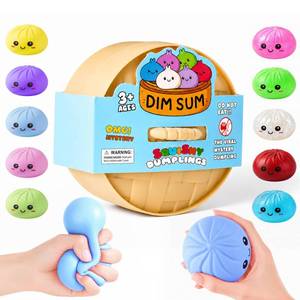 lot 264 image: Dumpling Squishies, Dumpling Mystery Box, Colorful Dumplings Stress Balls Fidget Sensory Toy, Stocking Stuffers with Food Steamer Stretchy Desk Toys (Blue) - Retail $4