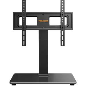 lot 284 image: Perlegear Universal Swivel TV Stand Base for 32��70 inch TVs, Height Adjustable Table Top TV Stand Mount with Tilt, Tempered Glass Base, Holds up to 88 lbs - Retail $40