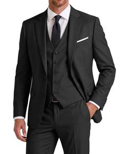 lot 295 image: Black Slim Fit Suits for Men Wedding Classic Fit Suit Set for Groom Groomsmen, L
