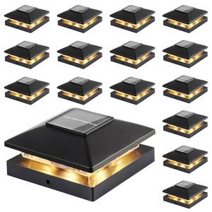 lot 301 image: Solar Post Cap Lights Outdoor 16-Pack, Black Waterproof Solar Powered Deck Fence Lights Fit 4x4 WoodVinyl Posts, Bright Warm White for Patio, Porch - Retail $57
