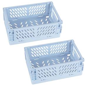 lot 321 image: Tixill 2-Pack Mini Foldable Plastic Baskets for Organizing and Storage, Collapsible Storage Crate for Home Kitchen Bedroom Bathroom Office (5.9x3.8x2.2, Blue) - Retail $65