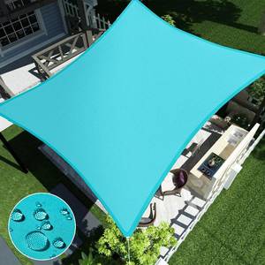 lot 325 image: ECOOPTS 10x15 Waterproof Sun Shade Sail Rectangle Canopy Cover UV Blockage for Outdoor Patio Pergola Backyard Garden (Turquoise) - Retail $44