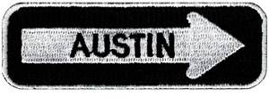 lot 337 image: One Way Sign Austin Texas Embroidered Patch Iron-On Highway Road Biker - Retail $6