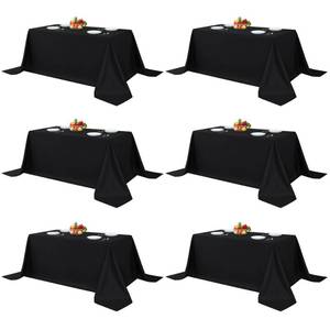 lot 345 image: Fitable 6 Pack Black Tablecloths 90x132 Inch for 6 Foot Rectangle Tables - Retail $69