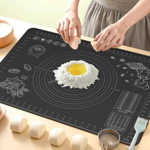 lot 352 image: Silicone Baking Mat 32 x 24 Extra Thickness Dough Rolling Mat with Measurements and Edge Heightening, Non-stick Food Grade Silicone Pastry Mat for Pastry, Bread, Cookies, Pizza, Fondant, Pasta-Black - Retail $25
