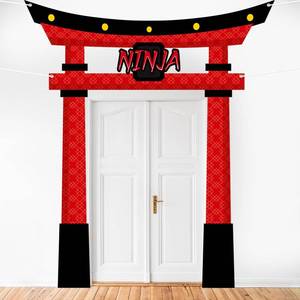 lot 365 image: Ninja Birthday Party Decorations Door Banner Party Supplies Kidz Ninja Themed Door Hanging Warrior Theme Backdrop Banner for Kids Boys Girl Karate Birthday Decor - Retail $14
