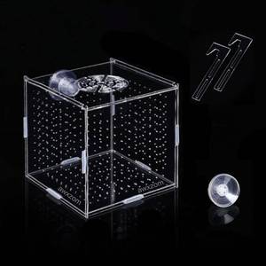 lot 367 image: AWXZOM Acrylic Fish breeding Box, Acrylic Fish Isolation Box, Fish Separator for Aquarium, Hatchery Incubator with Suction Cups for Small Baby Fishes Shrimp Clownfish Guppy (3.9  3.9  3.9inch) - Retail $12
