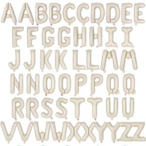 lot 369 image: 52 Pcs Cream Letter Balloons,16 Inch Foil Alphabet Letter Balloons,Letter A-Z Balloon Banner Custom Phrase Balloon for Birthday Party Wedding Anniversary Decoration (Cream 52pcs) - Retail $14