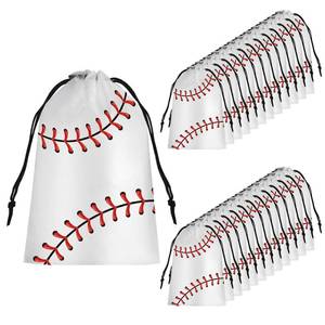 lot 376 image: 10 Pcs Small Baseball Snack Bags with Drawstrings, 6 x 8 Inch Waterproof Plastic Baseball Goodie Bags for Party Favors Team Birthday Party Supplies, Reusable Sports Themed Backpack Storage Travel Gym - Retail $9