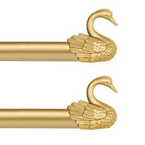 lot 382 image: TANGWIN Decorative Curtain Rod with Vintage Swan Finials,36-88,Gold,2 Pack